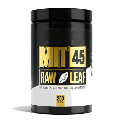 MIT45 Raw Leaf Kratom Powder (2500mg 250g Jar) | White Vein with Packaging