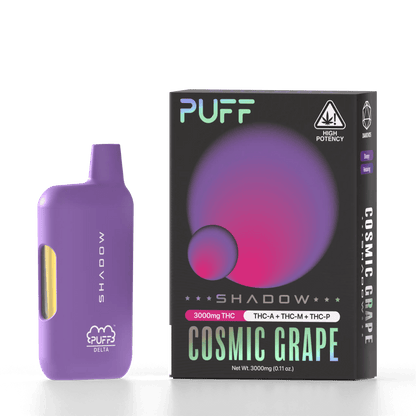 Puff Delta Shadow D8 Disposable (3g) - Cosmic Grape with packaging