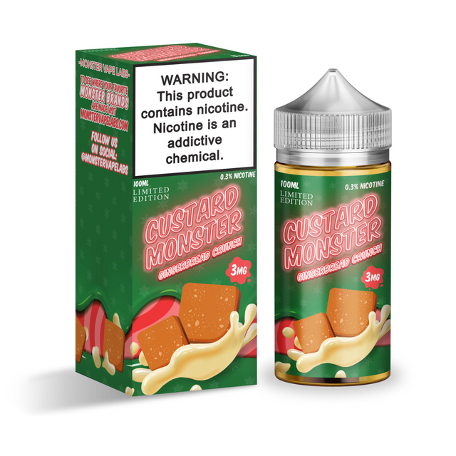 Jam Monster Custard & Custard Swirl Series E-Liquid 100mL (Freebase) - Gingerbread Crunch