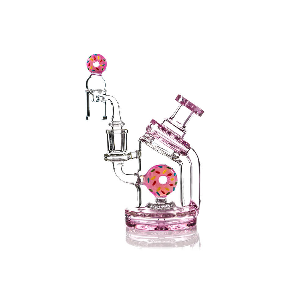 MKGlass TX32 Toxic Donut Recycler Rig 6″ Water Pipe | Pink