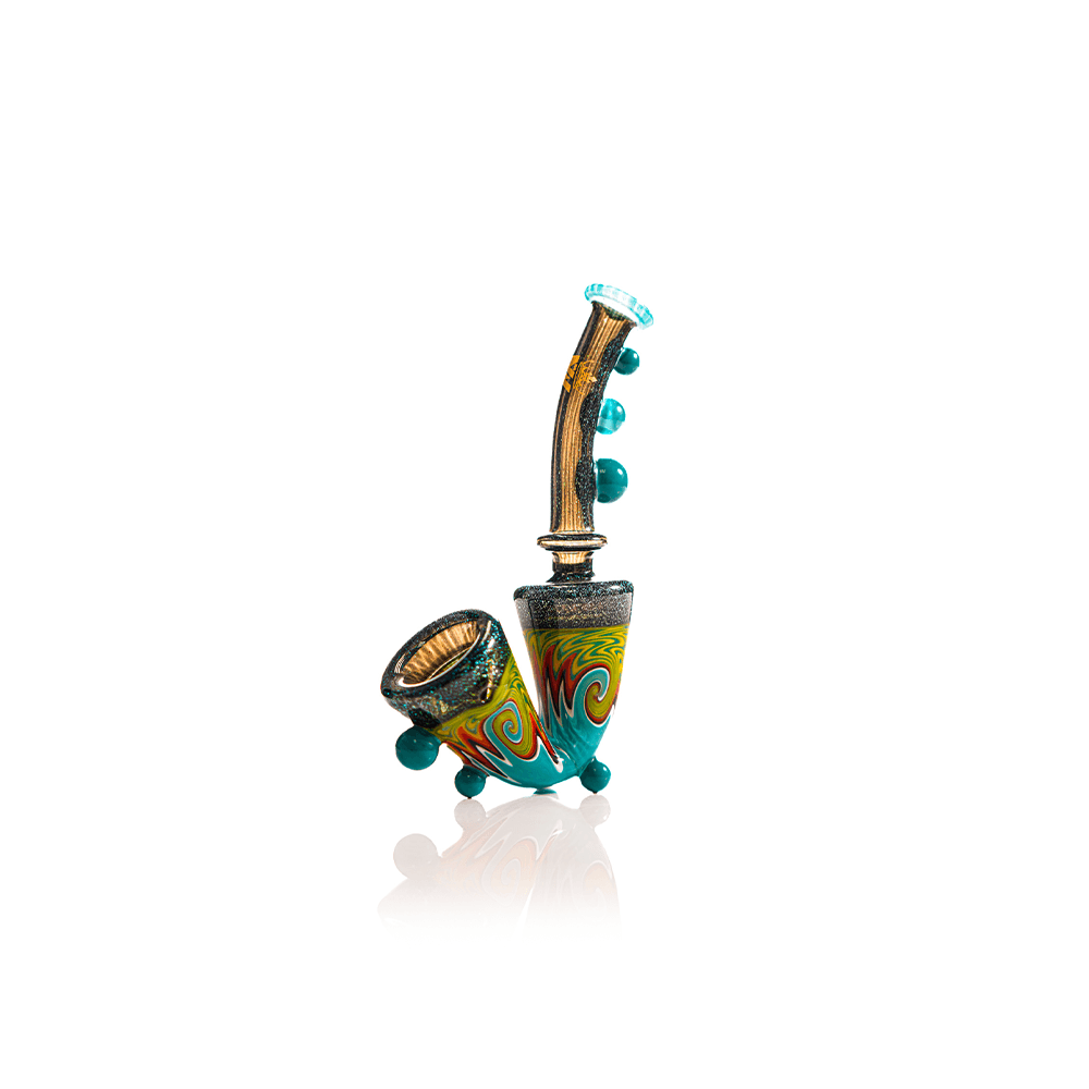 MKGlass MKH8 Saxophone Sherlock Glass Hand-Pipe | Blue