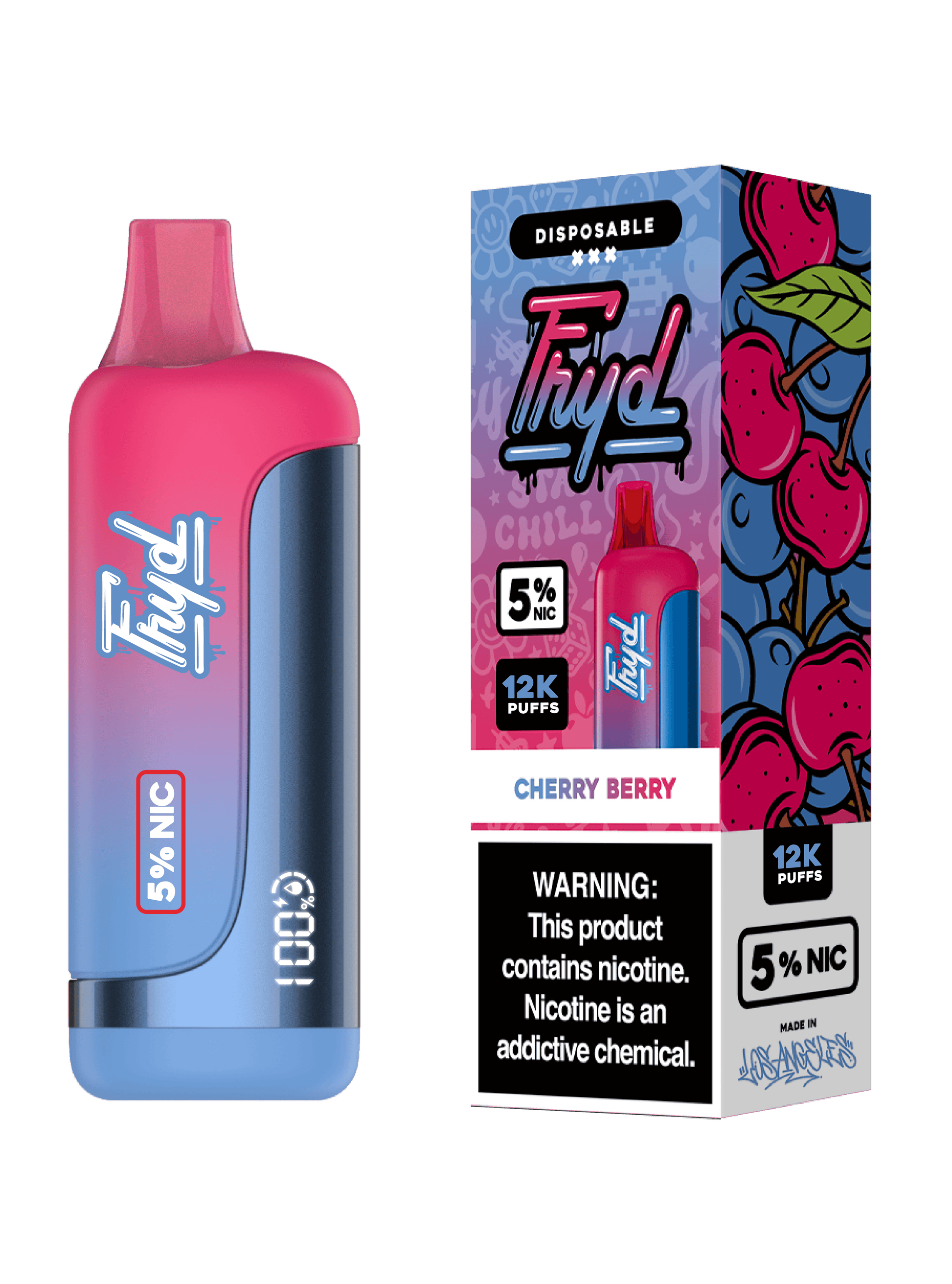 FRYD Disposable | 12000 Puffs | 17mL | 50mg | MOQ 5 | Cherry Berry with Packaging
