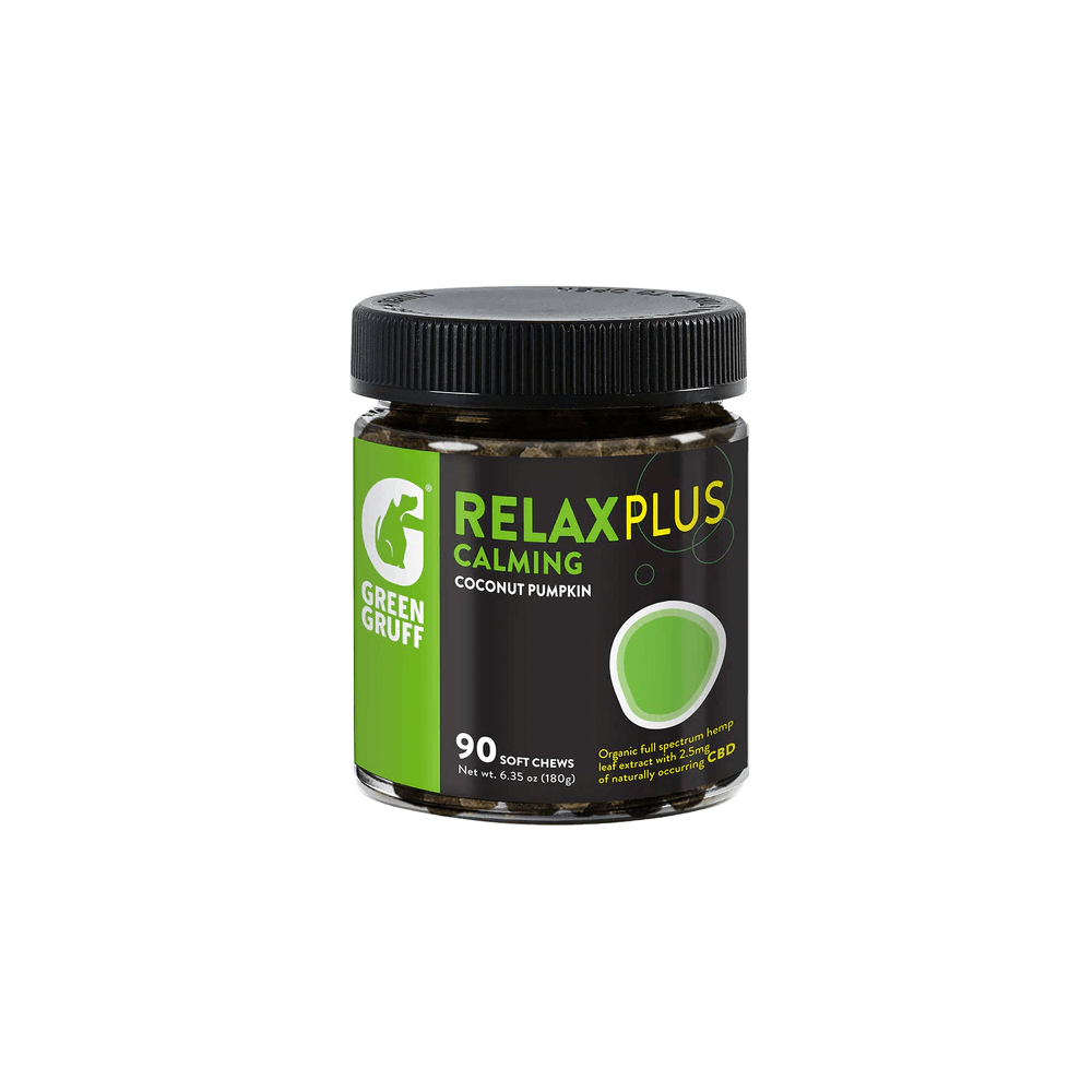 Green Gruff CBD Dog Treats (90ct Jar) Relax PLUS Calming Coconut Pumpkin
