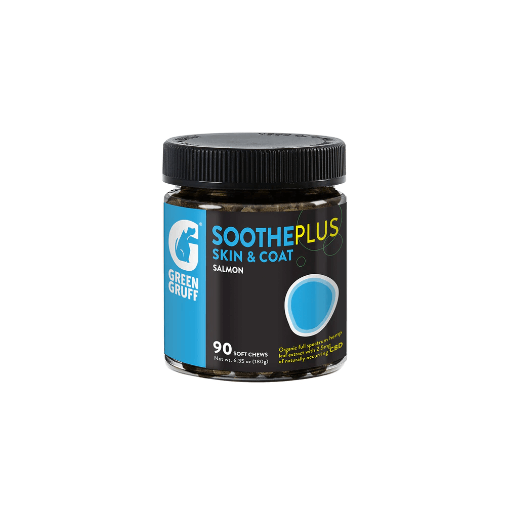 Green Gruff CBD Dog Treats (90ct Jar) Soothe PLUS Skin And Coat Salmon
