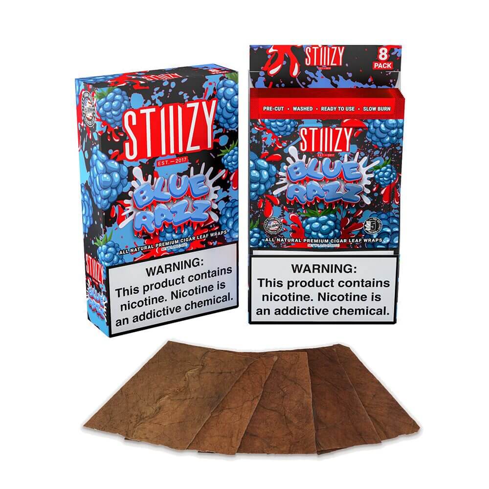 STIIIZY Premium Wraps 6-Pack (8ct Counter Display) | MOQ 10 | Blue Razz with Packaging