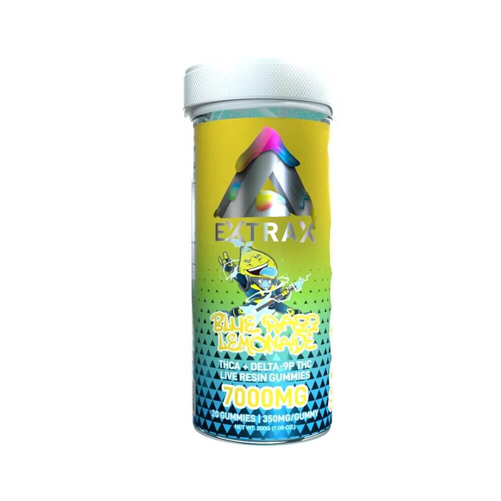Adios Blends D9 + THCA LR Gummies (7000mg 20ct Jar) Blue Razz Lemonade