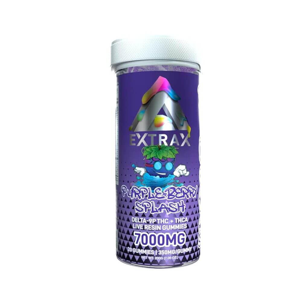 Adios Blends D9 + THCA LR Gummies (7000mg 20ct Jar) Purple Berry Splash