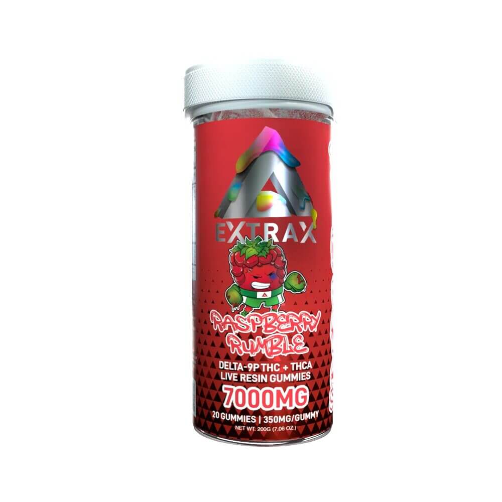 Adios Blends D9 + THCA LR Gummies (7000mg 20ct Jar) Raspberry Rumble