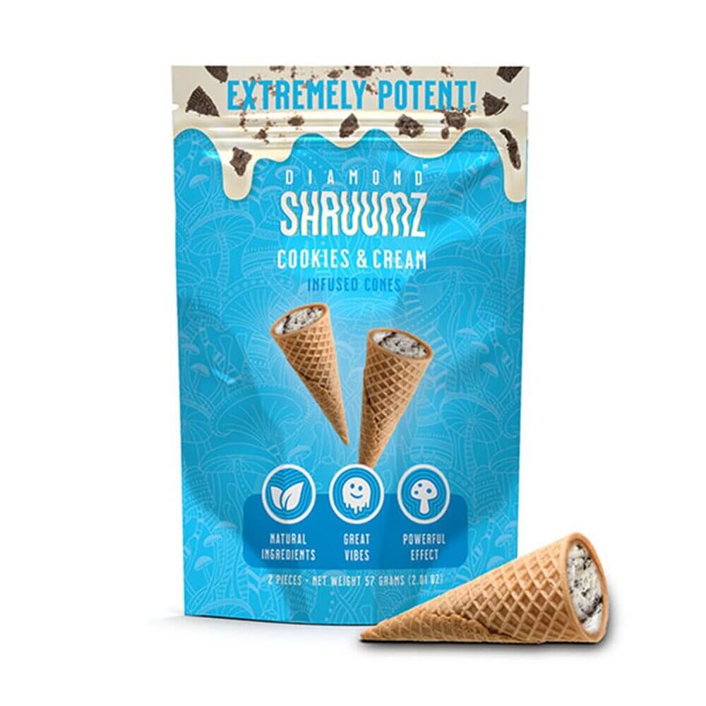 Diamond Shruumz Infused Cones (2-Pack) | Cookies N Cream with Packaging