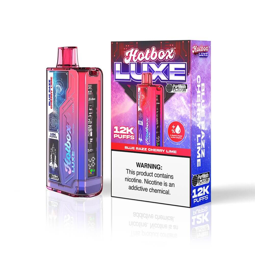 Puff HotBox Luxe Disposable 12000 puffs 20mL 50mg | MOQ 5pc Blue Razz Cherry Lime with Packaging