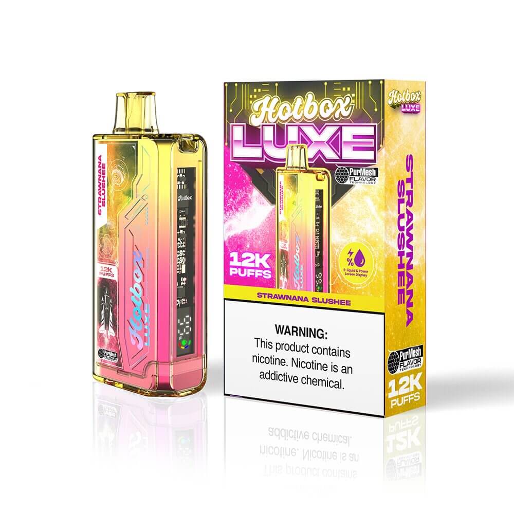 Puff HotBox Luxe Disposable | 12000 puffs | 20mL | 50mg | MOQ 5pc | Strawnana Slushie with Packaging