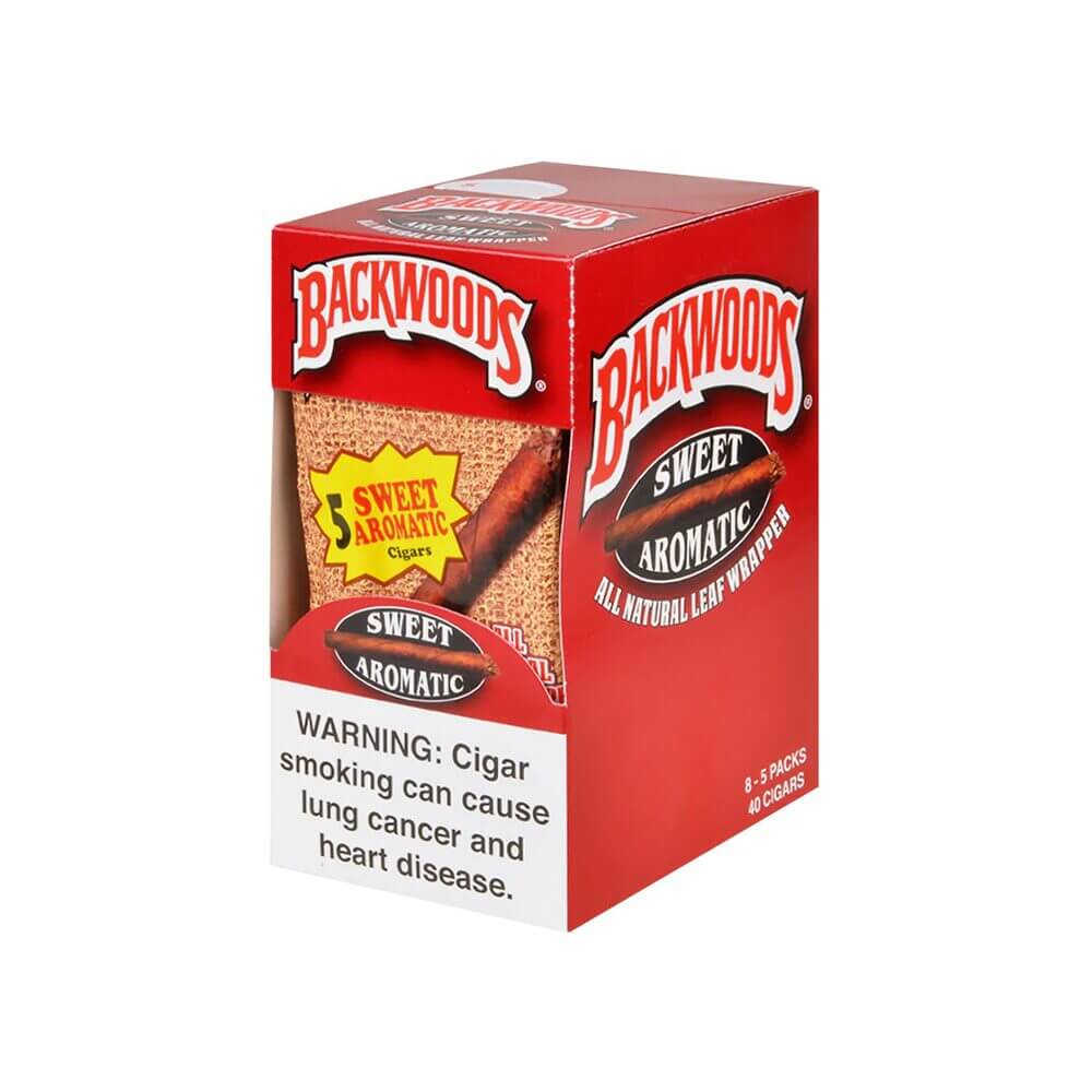 Backwoods Natural Leaf Wrapped Cigars 5-Pack (8pc Display Box) Sweet Aromatic