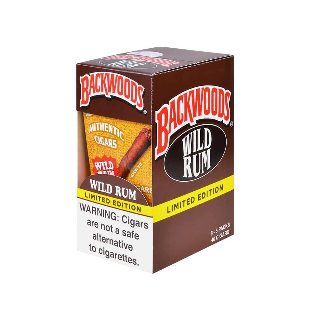 Backwoods Natural Leaf Wrapped Cigars 5-Pack (8pc Display Box) Wild Rum