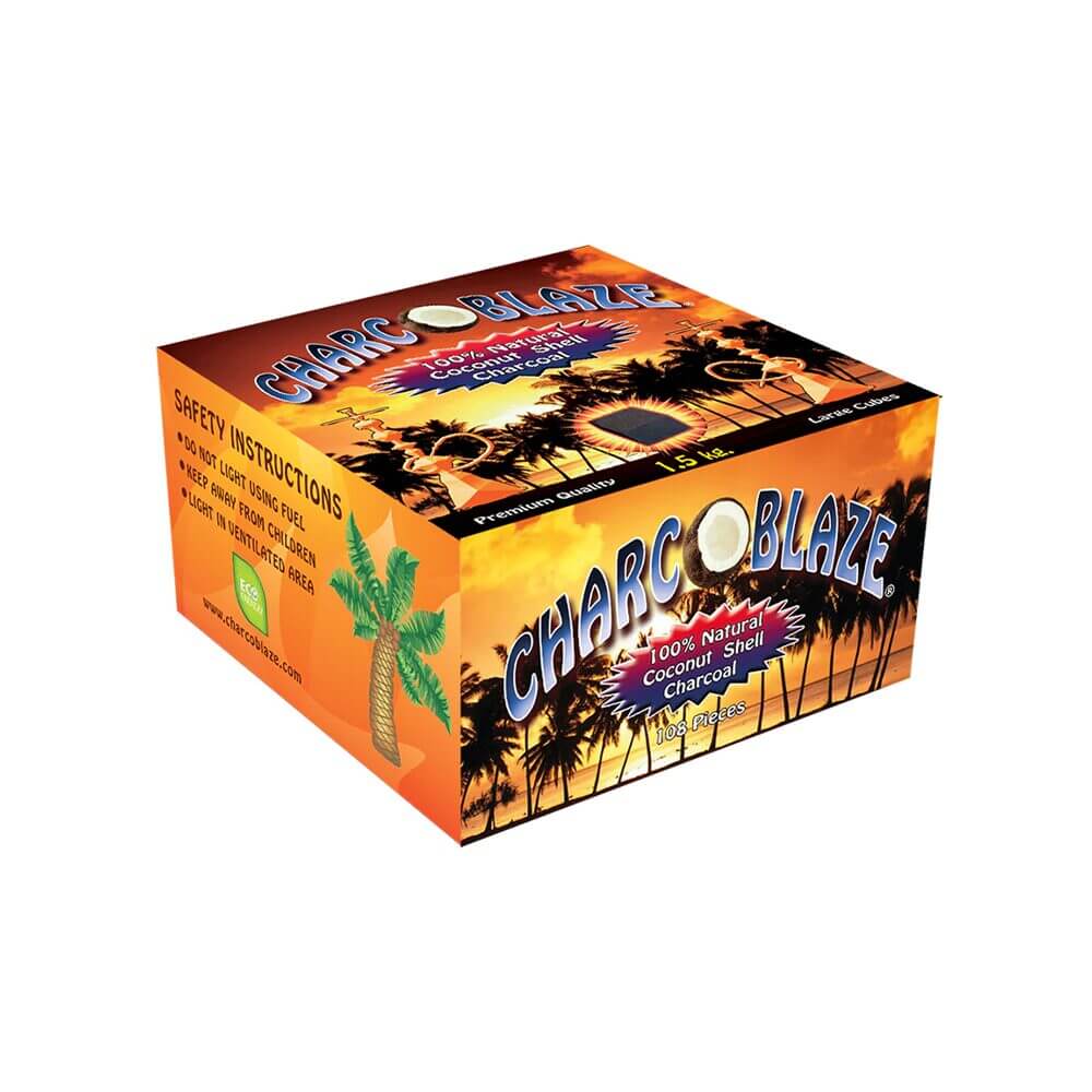 Charco Blaze Coconut Shell Charcoal Large Cubes (108 Cubes)