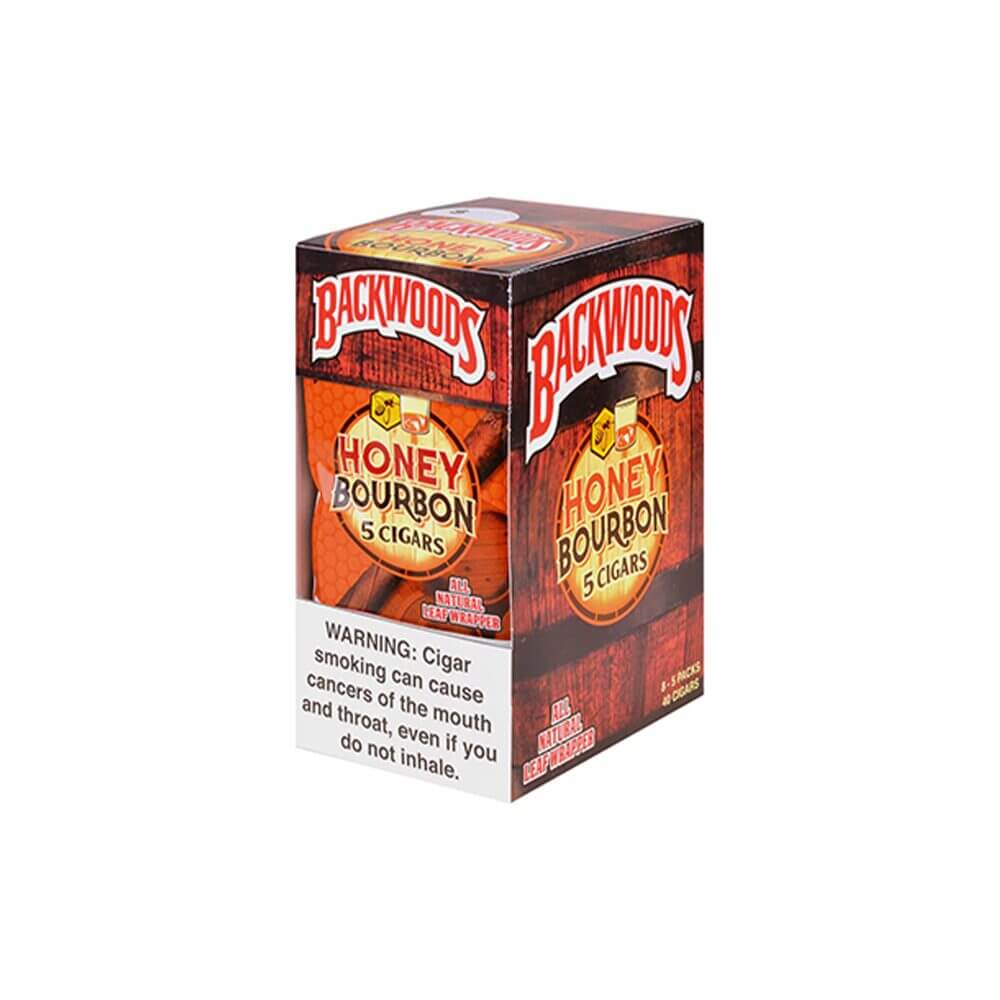 Backwoods Natural Leaf Wrapped Cigars 5-Pack (8pc Display Box) Honey Bourbon