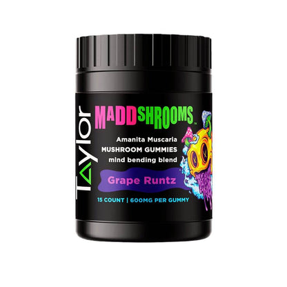 Taylor Madd Shroom Amanita Muscaria Gummies (600mg 15ct Jar) | Grape Runtz