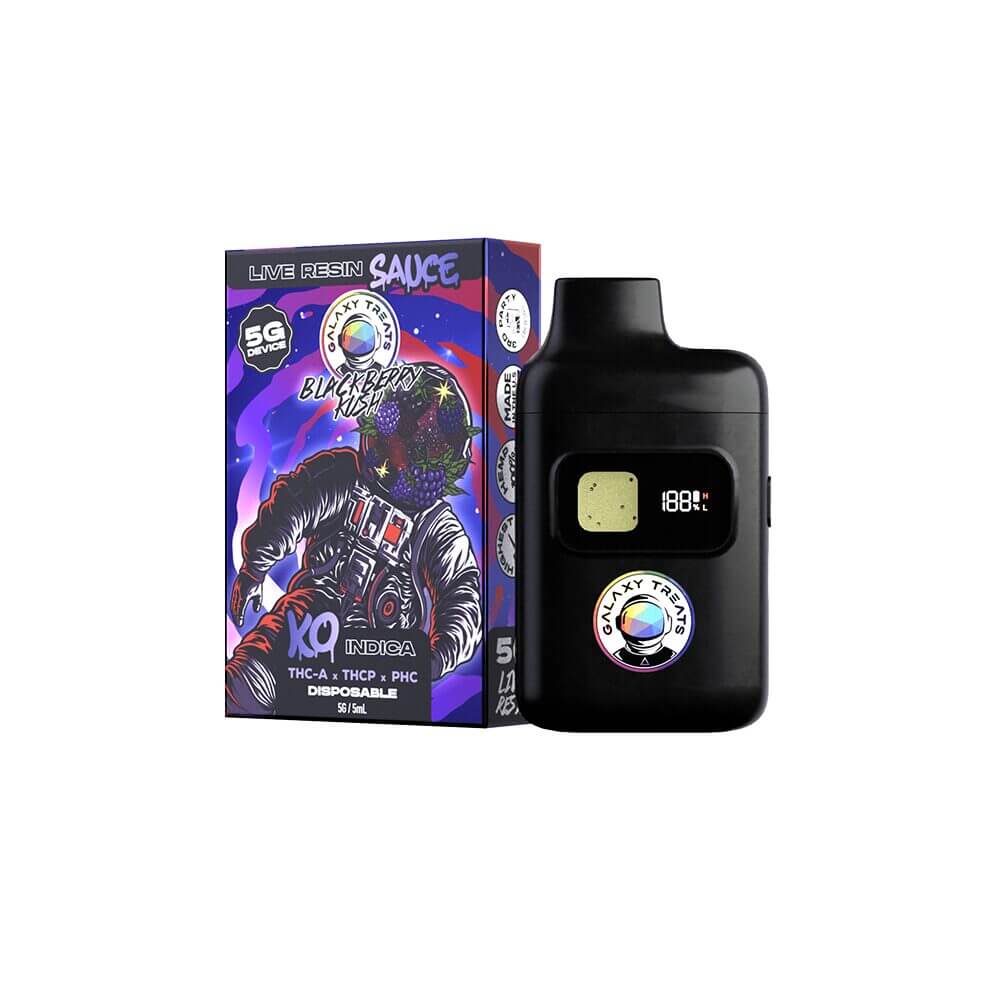 Galaxy Treats THCA + THCP + PHC Disposable (5g) | Blackberry Kush with Packaging