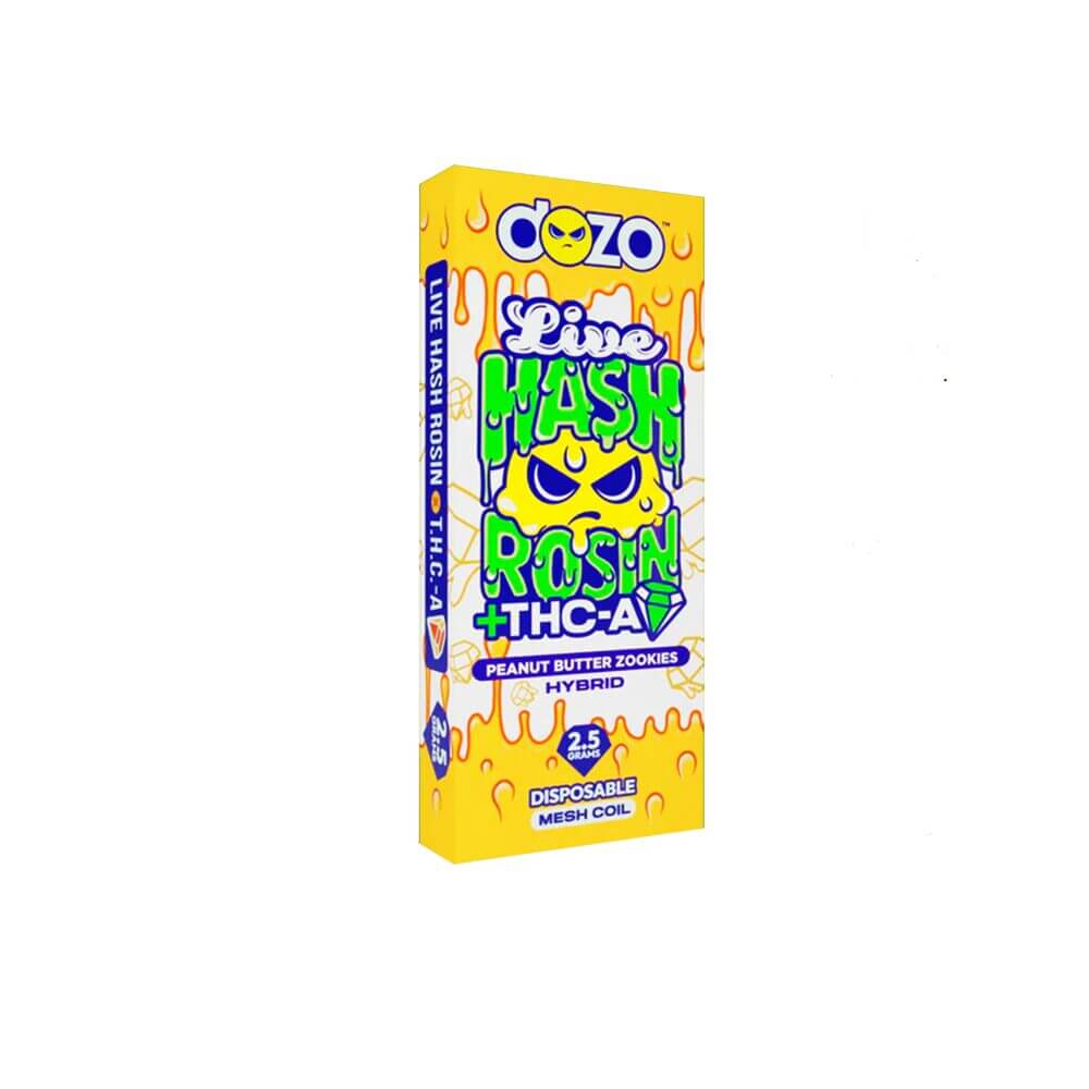 Dozo Live Hash Rosin Diamond THC-A Disposable (2.5g) | Peanut Butter Zookies with Packaging