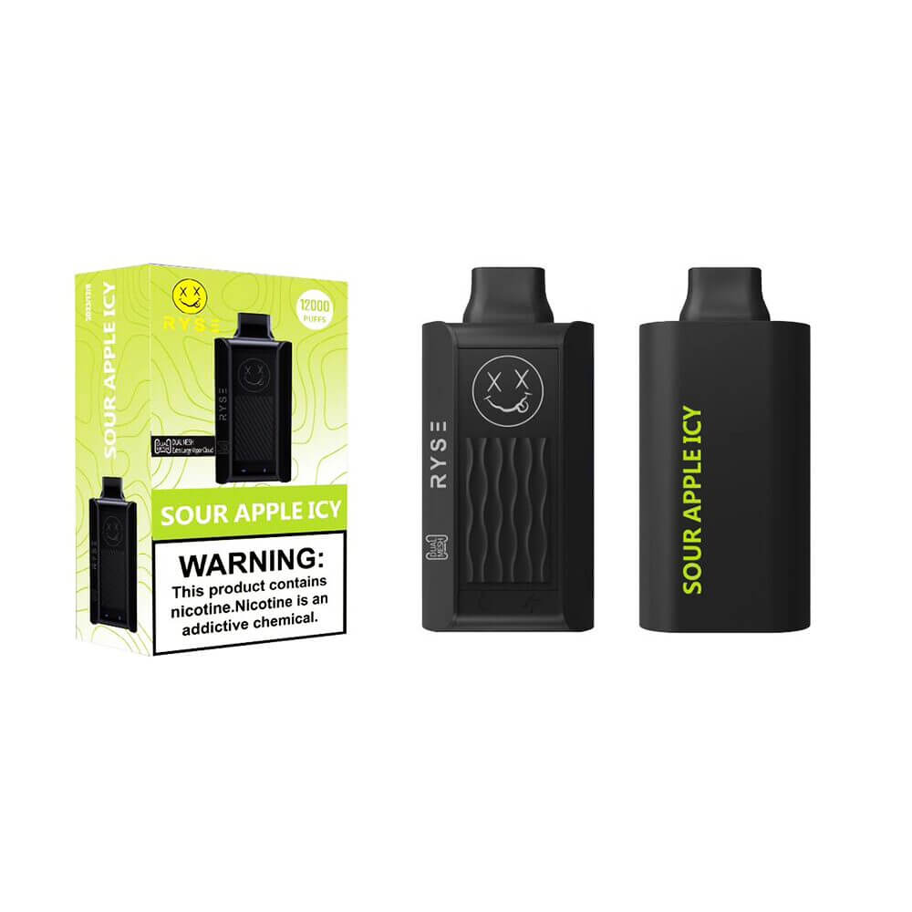 Ryse Disposable | 12000 Puffs | 18mL | 50mg | MOQ 10 | Sour Apple Icy with Packaging