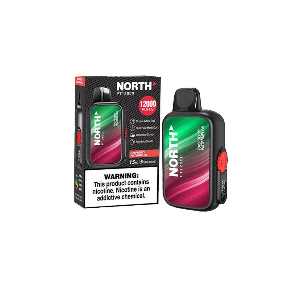 North FT12000 Disposable | 12000 Puffs | 15mL | 50mg | MOQ 5 | Raspberry Watermelon with packaging