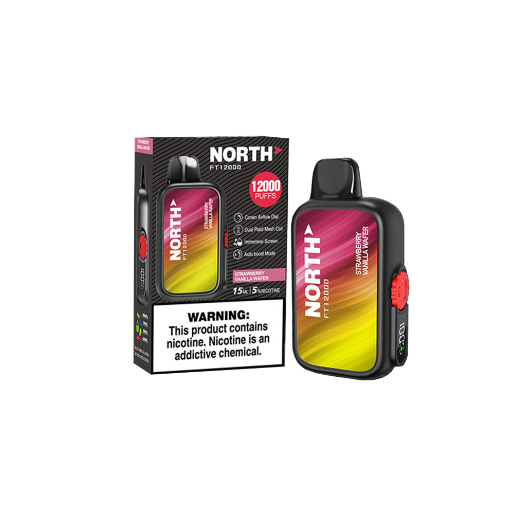 North FT12000 Disposable | 12000 Puffs | 15mL | 50mg | MOQ 5 | Strawberry Vanilla Wafer with packaging