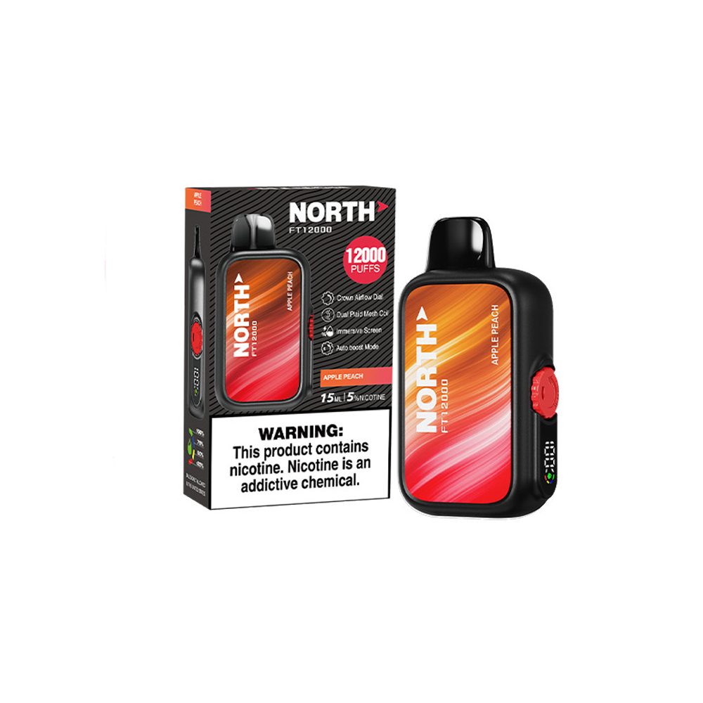 North FT12000 Disposable | 12000 Puffs | 15mL | 50mg | MOQ 5 | Apple Peach with packaging