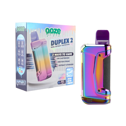 Ooze Duplex 2 Dual Extract Wax Vaporizer (900mAh) Rainbow with Packaging