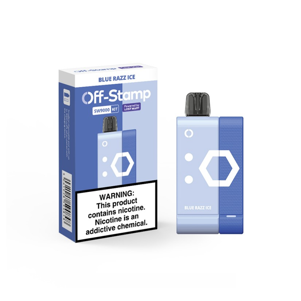 Off Stamp Disposable Kit 9000 Puffs 13mL 50mg | MOQ 5 (Disposable + Power Dock) Blue Razz Ice with Packaging 