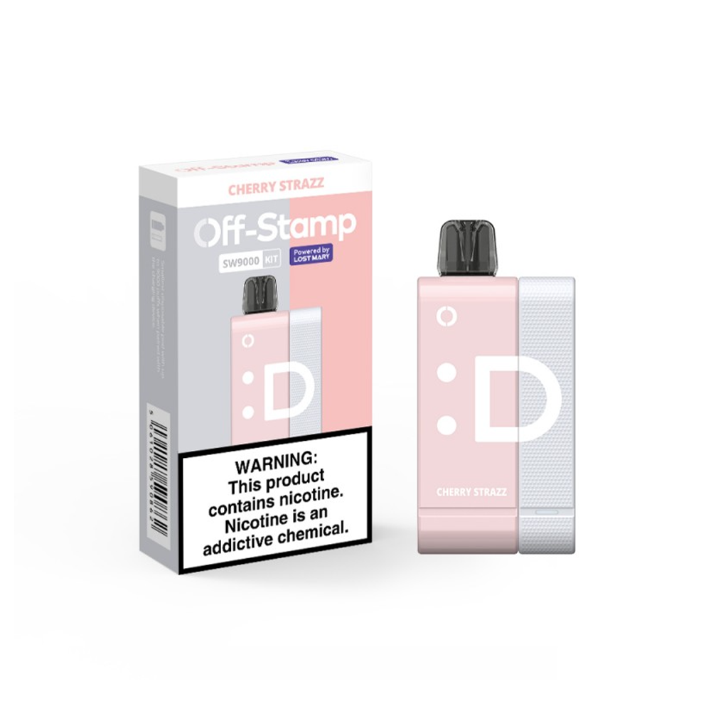 Off Stamp Disposable Kit | 9000 Puffs | 13mL | 50mg | (Disposable + Power Dock) | MOQ 5 | Cherry Strazz with Packaging 