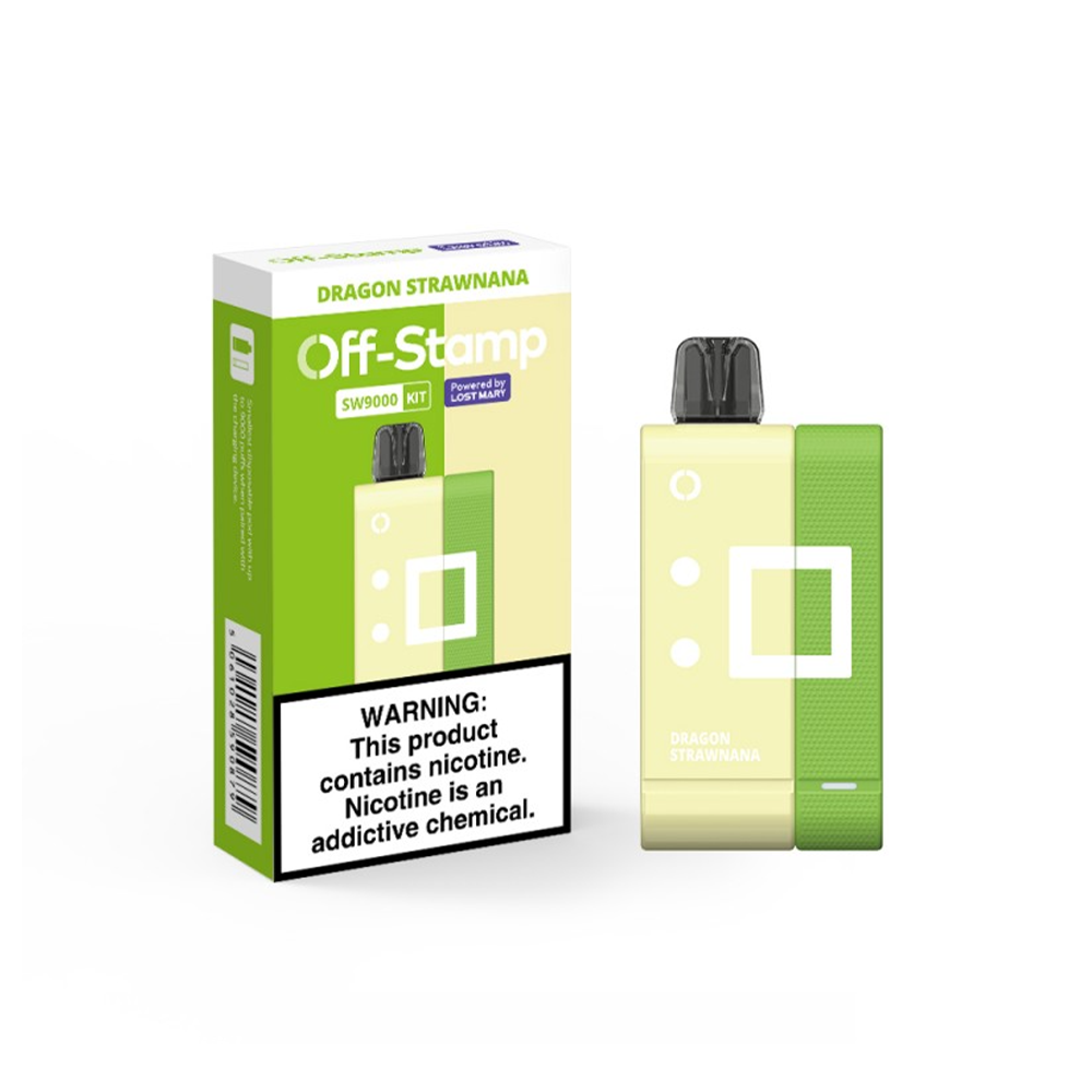 Off Stamp Disposable Kit 9000 Puffs 13mL 50mg | MOQ 5 (Disposable + Power Dock) Dragon Strawnana with Packaging 