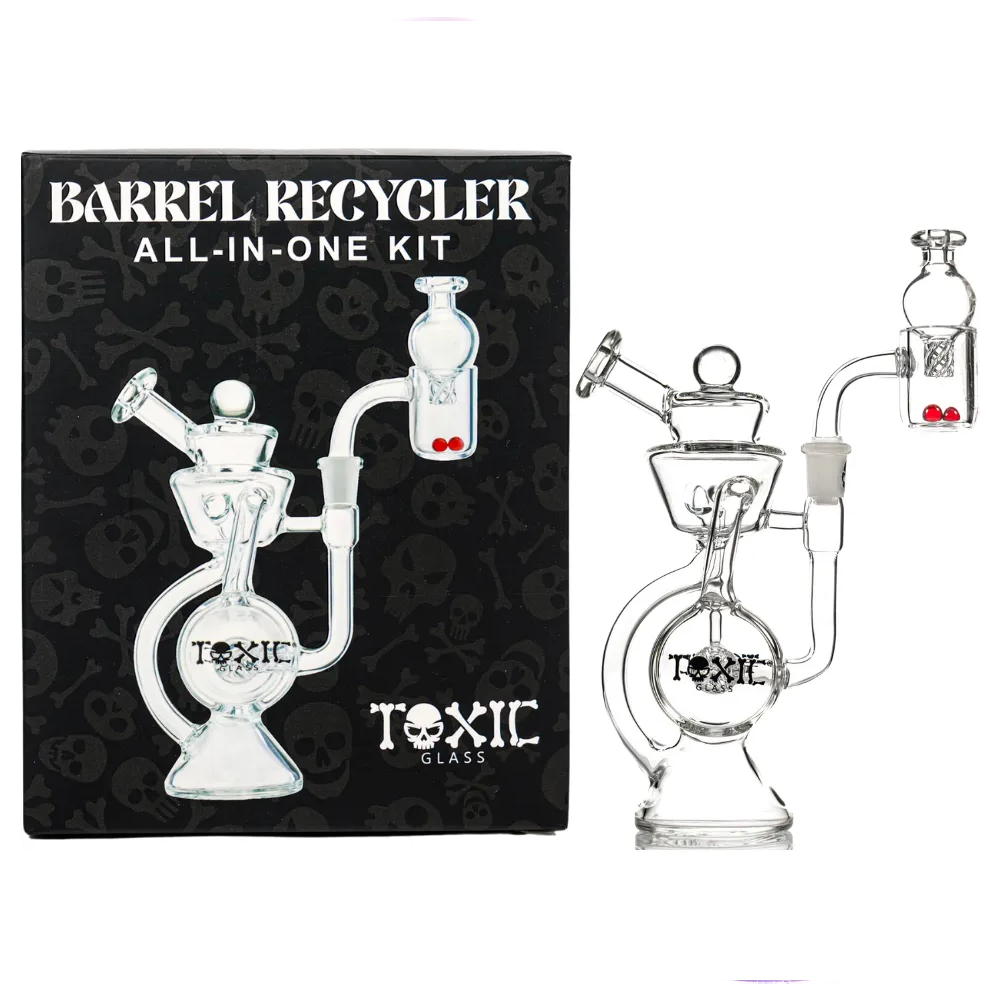 MKGlass TX99 Toxic Barrel Recycler Glass Water Pipe Clear