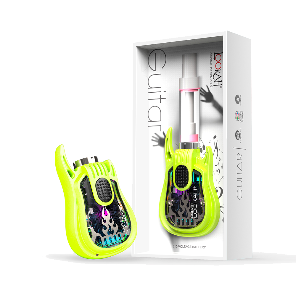 Lookah Guitar 510 Battery Mod Neon Green with Packaging