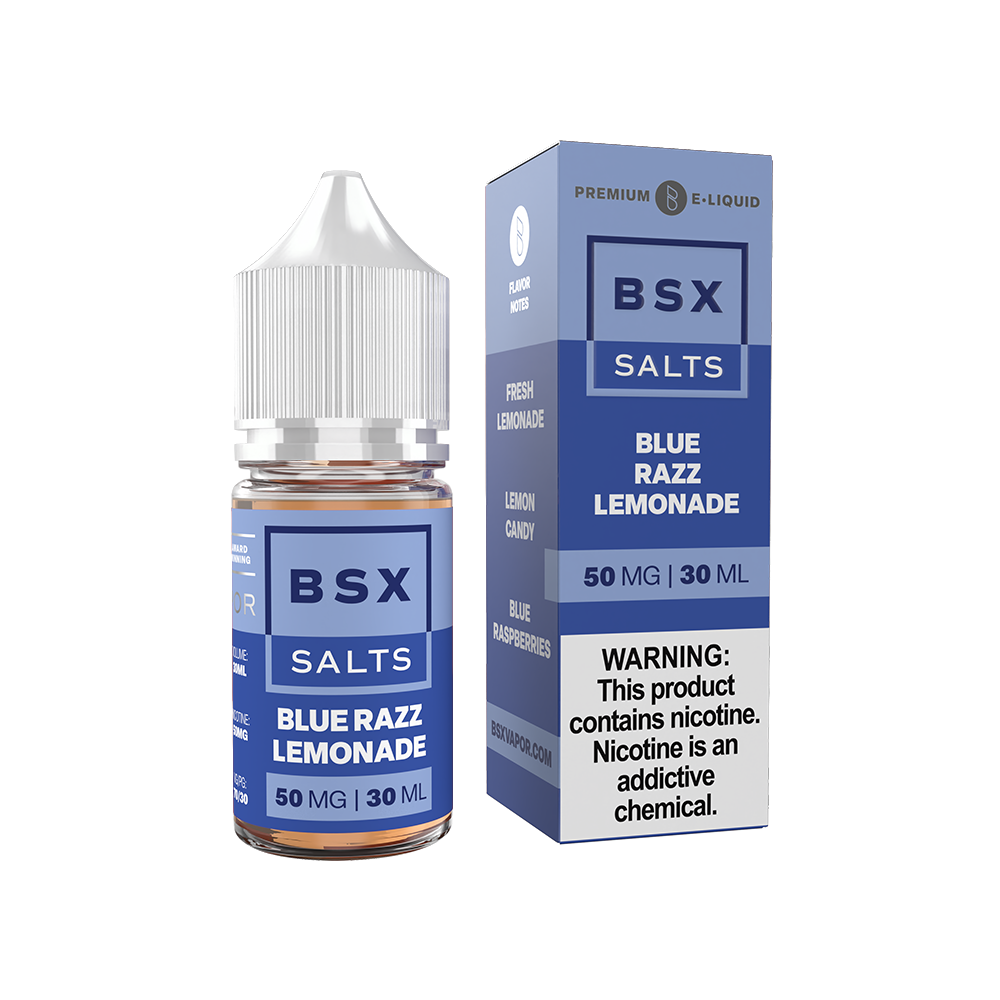 GLAS BSX Salt Series E-Liquid 30mL (Salt Nic) - Blue Razz Lemonade with packaging