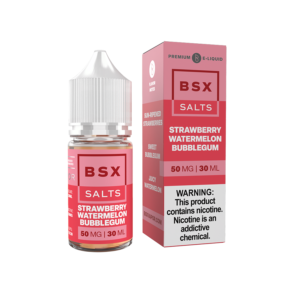 GLAS BSX Salt Series E-Liquid 30mL (Salt Nic) - Strawberry Watermelon Bubblegum with packaging