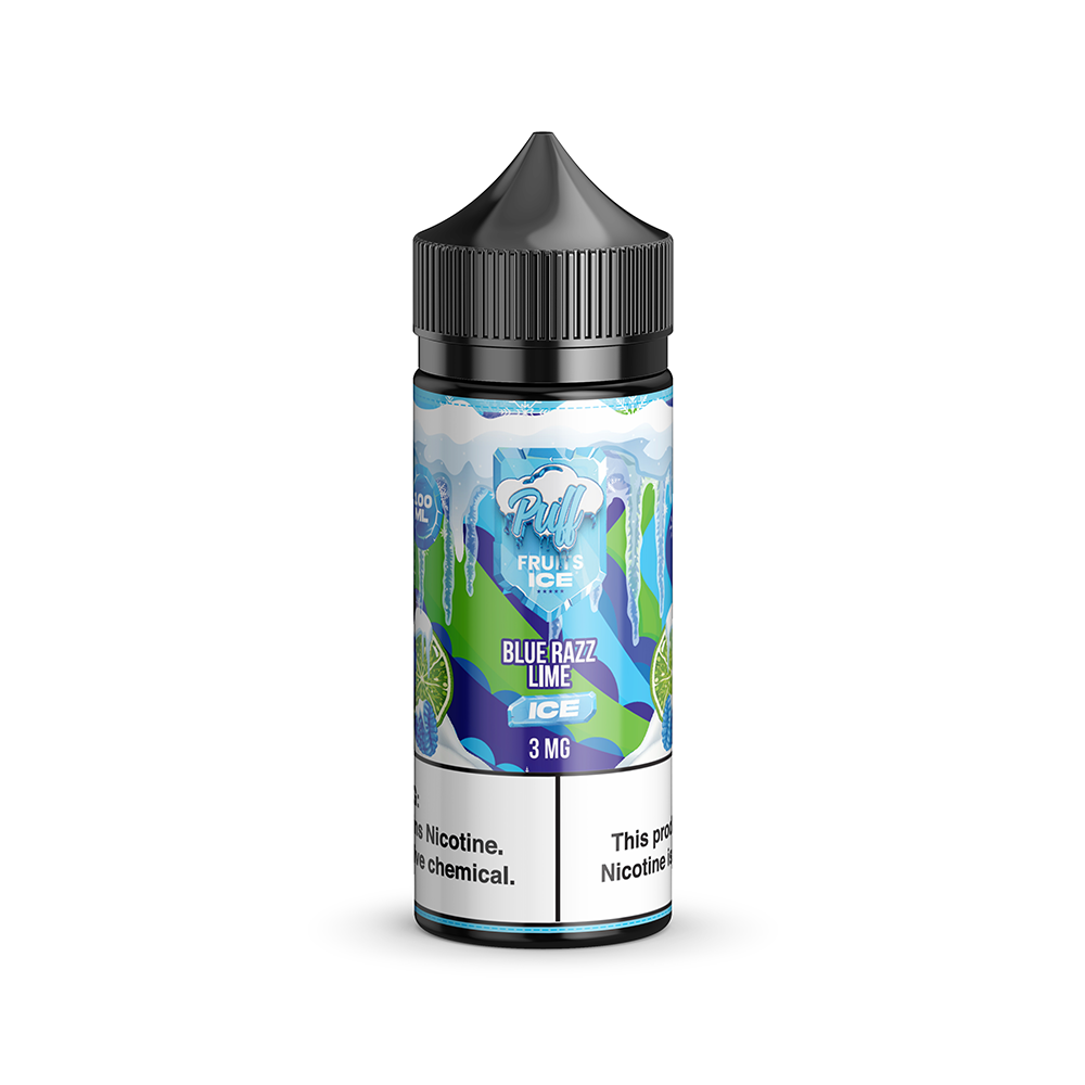 Puff Fruits & Fruit ICE Series E-Liquid 100mL (Freebase)-Blue Razz Lime Ice