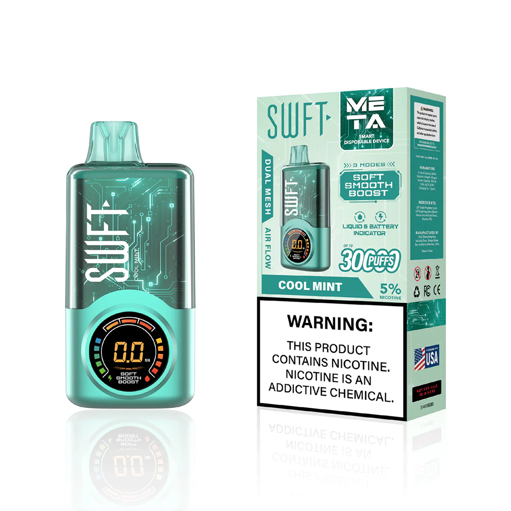 SWFT Meta Disposable 30000 Puffs 24mL 50mg | MOQ 5- Cool Mint with packaging