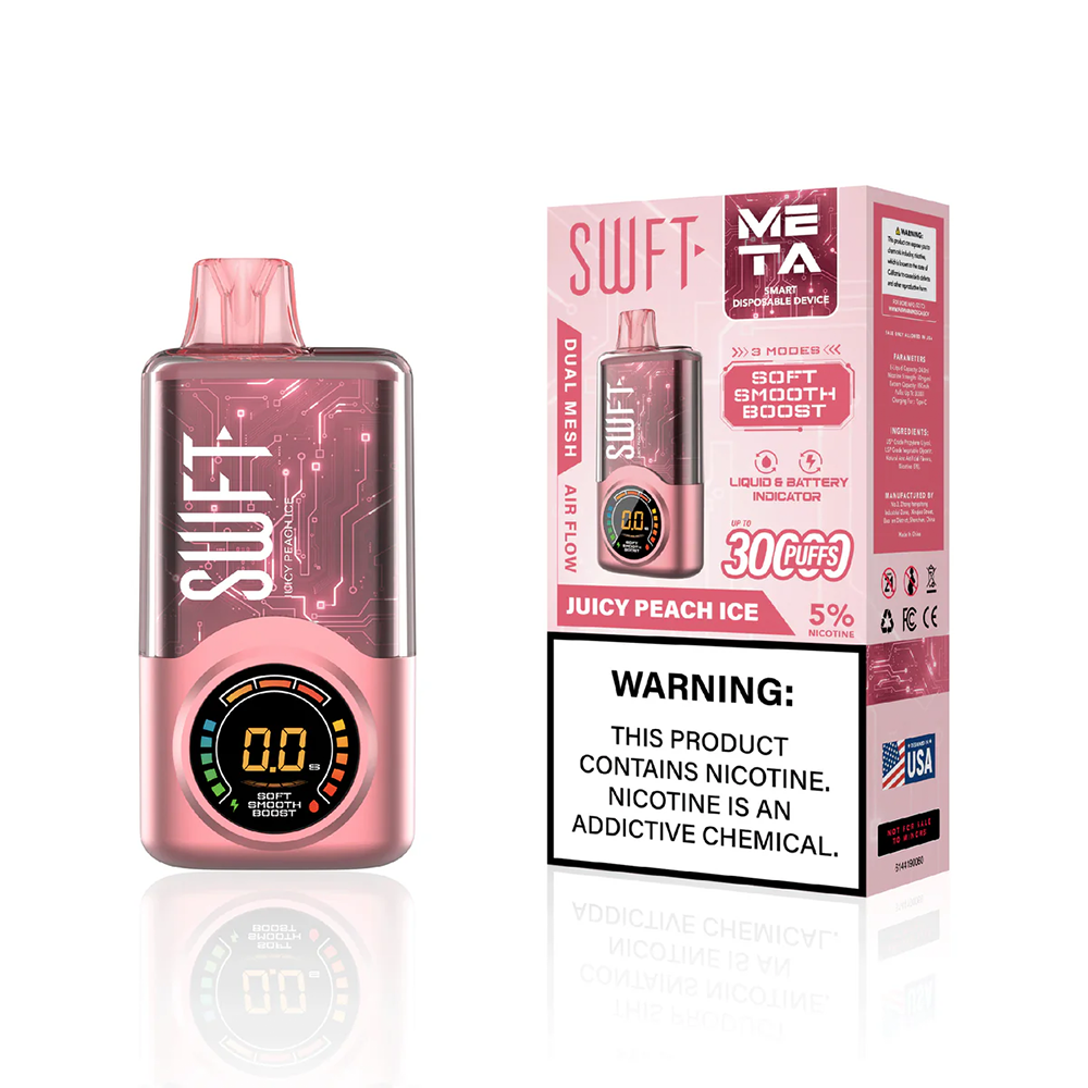 SWFT Meta Disposable 30000 Puffs 24mL 50mg | MOQ 5- Juicy Peach Ice with packaging