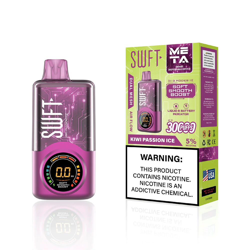 SWFT Meta Disposable 30000 Puffs 24mL 50mg | MOQ 5-Kiwi Passion Ice with packaging