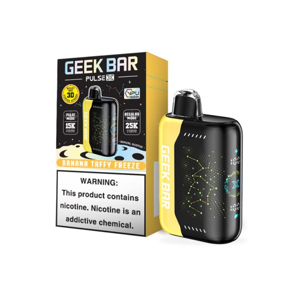 Geek Bar Pulse X Disposable 25000 Puffs 18mL 50mg | MOQ 5- Banana Taffy Freeze with packaging