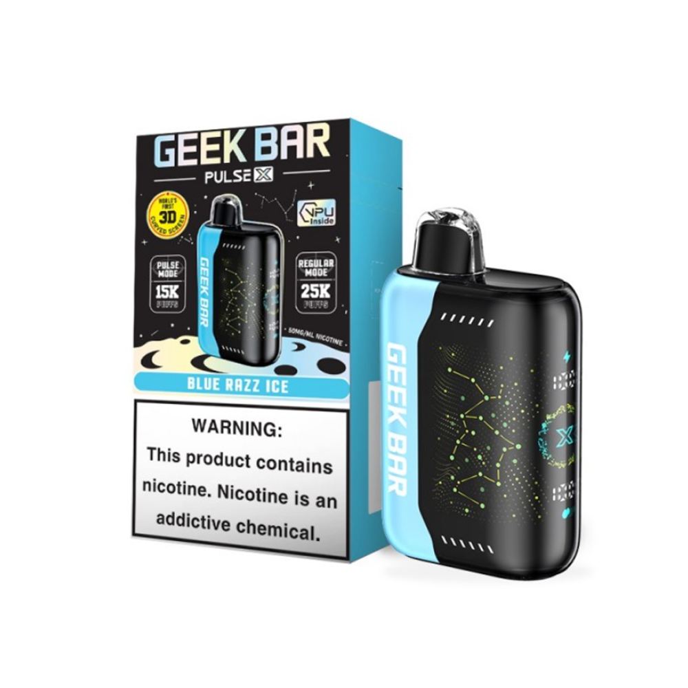 Geek Bar Pulse X Disposable 25000 Puffs 18mL 50mg | MOQ 5-Blue Razz Ice with packaging