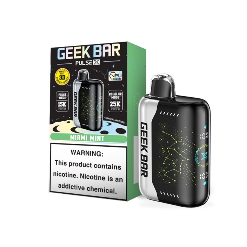 Geek Bar Pulse X Disposable | 25000 Puffs | 18mL | 50mg | MOQ 5 | Miami Mint with packaging