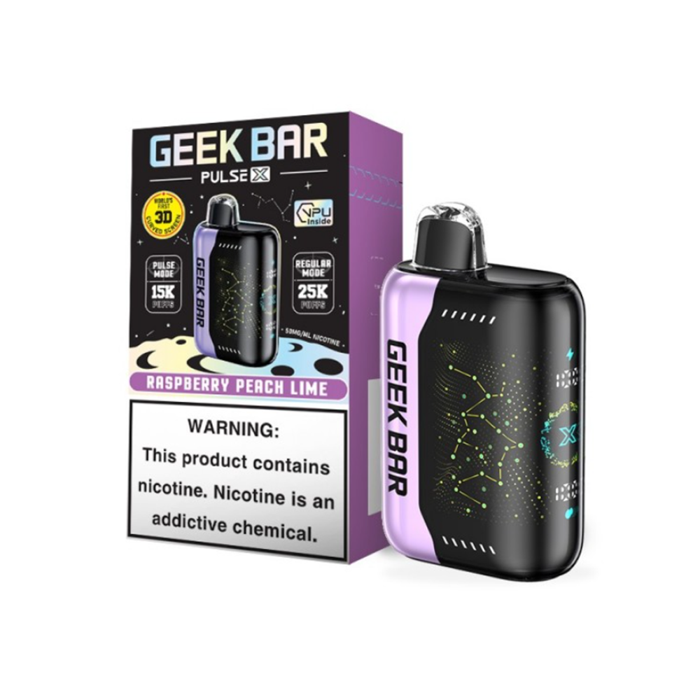 Geek Bar Pulse X Disposable 25000 Puffs 18mL 50mg | MOQ 5-Raspberry Peach Lime with packaging