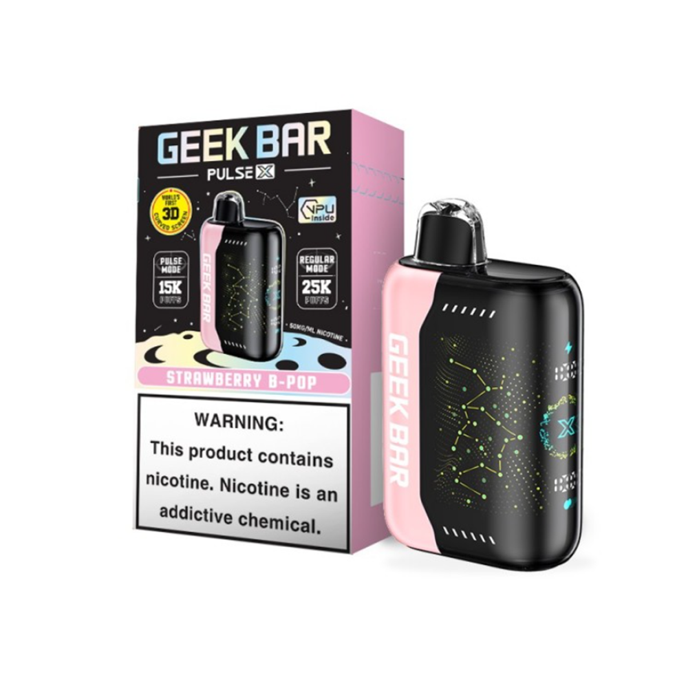 Geek Bar Pulse X Disposable 25000 Puffs 18mL 50mg | MOQ 5-Strawberry B Pop with packaging