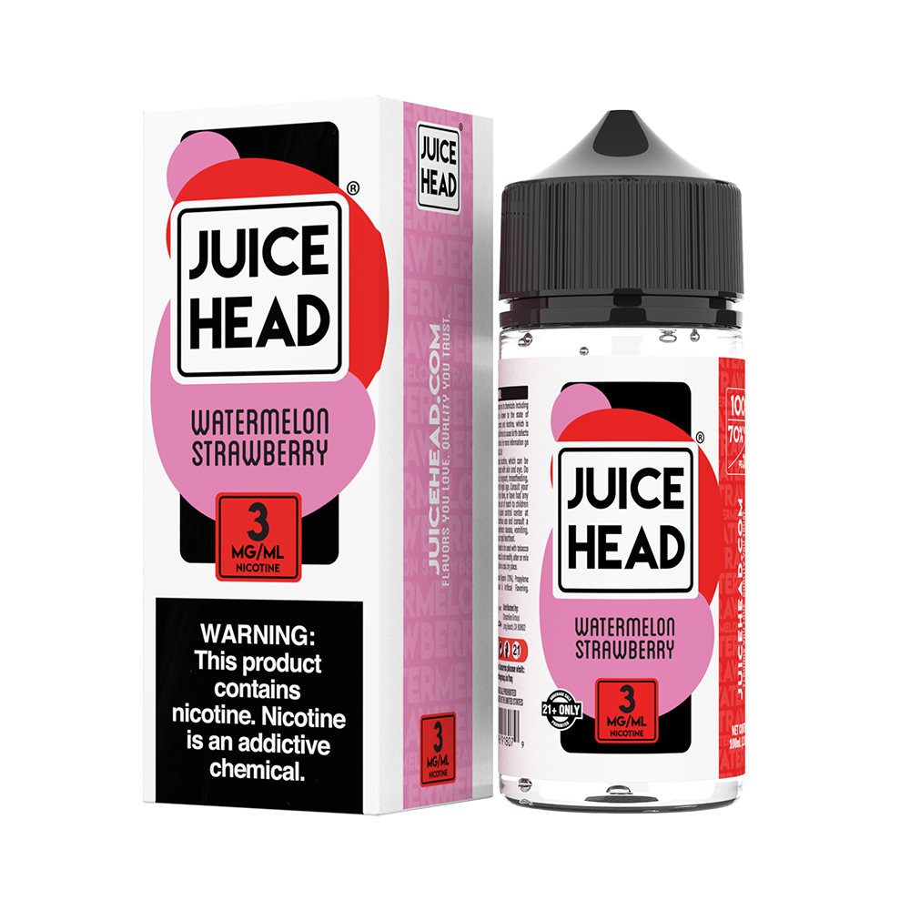 Juice Head Series E-Liquid 100mL (Freebase) - Watermelon Strawberry with packaging