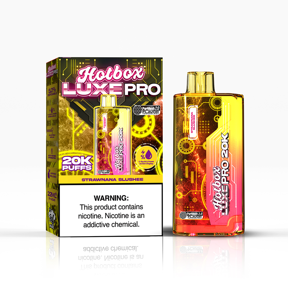 Puff Labs Hotbox Luxe Pro Disposable 20000 Puffs 22mL 50mg | MOQ 5 | Strawnana Slushee with Packaging