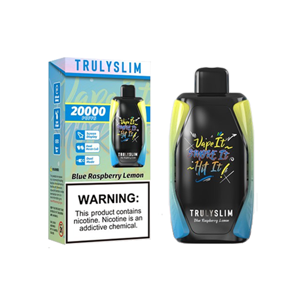 Truly Bar Trulyslim 20K Disposable | 20000 Puffs | 18mL | 50mg | MOQ 5 | Blue Raspberry Lemon with packaging