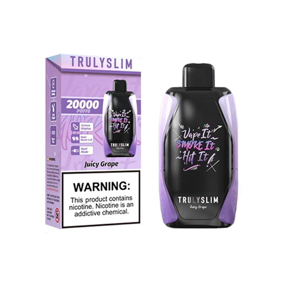 Truly Bar Trulyslim 20K Disposable | 20000 Puffs | 18mL | 50mg | MOQ 5 | Juicy Grape with packaging