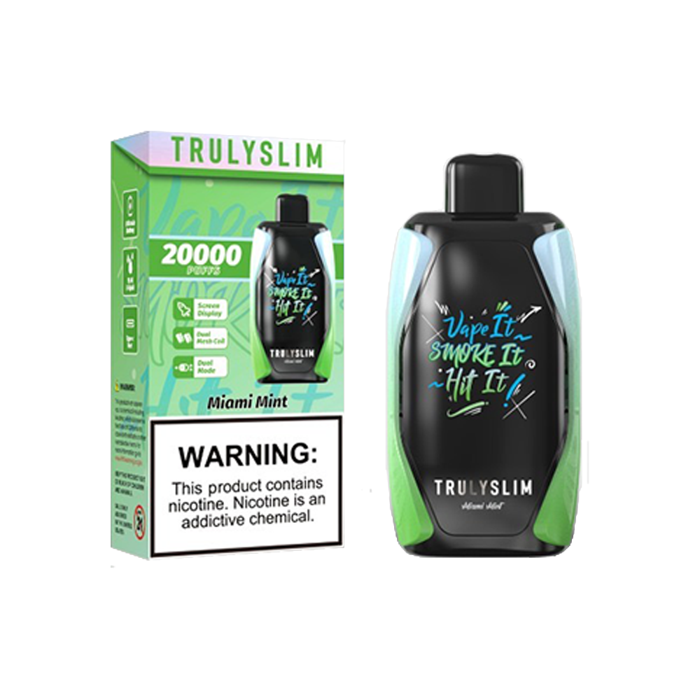 Truly Bar Trulyslim 20K Disposable | 20000 Puffs | 18mL | 50mg | MOQ 5 | Miami Mint with packaging