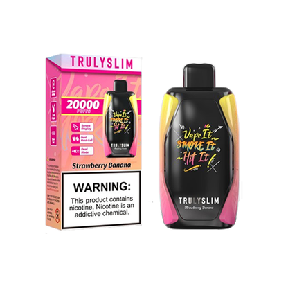 Truly Bar Trulyslim 20K Disposable | 20000 Puffs | 18mL | 50mg | MOQ 5 | Strawberry Banana with packaging
