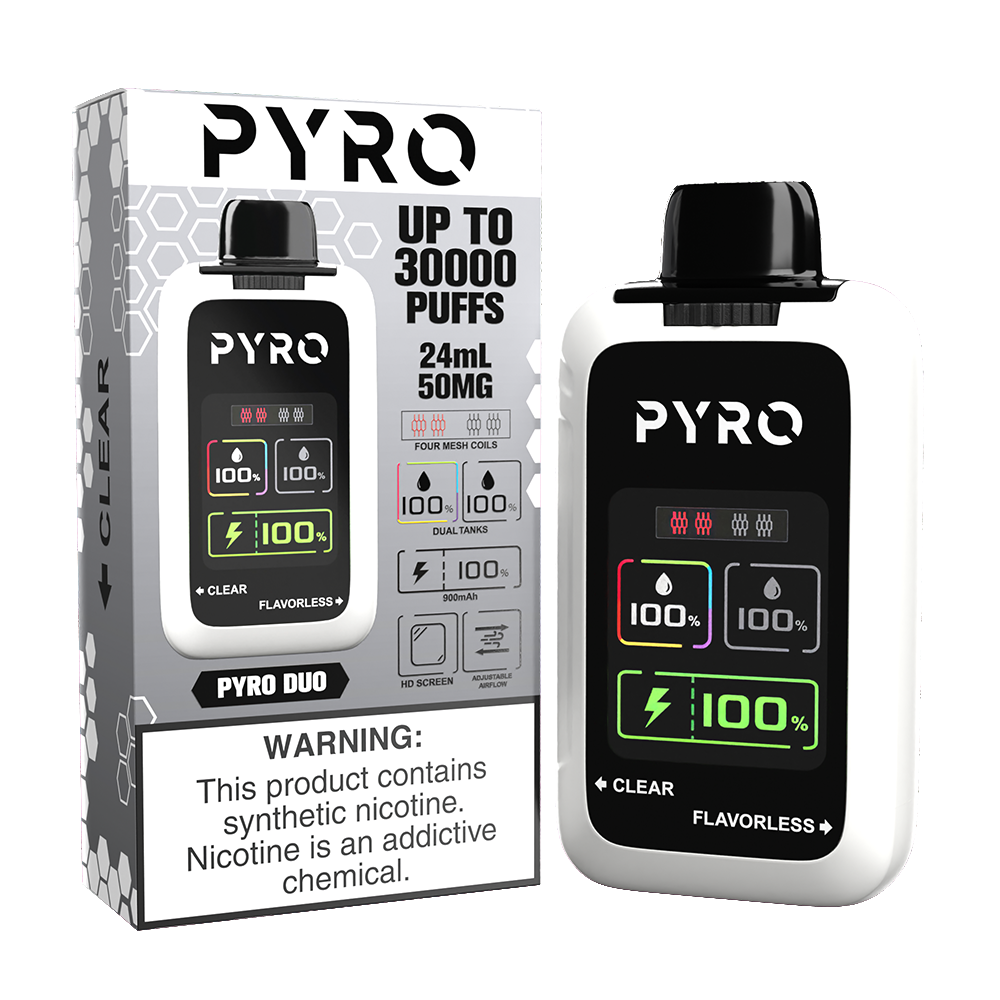 Pyro DUO Disposable 30000 Puffs 24mL 50mg | MOQ 5 - Clear / Flavorless with packaging